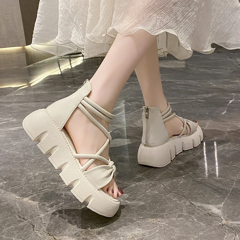 Women's Solid Color Platform Sandals, Comfy Round Open Toe Lace Up Shoes, Women's Fashion Shoes
Women's Solid Color Platform Sandals, Comfy Round Open Toe Lace Up Shoes, Women's Fashion Shoes