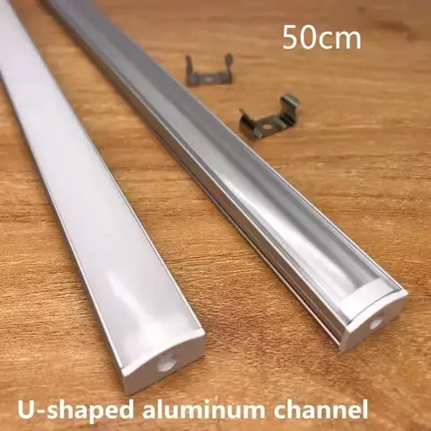 Taśma LED Profil aluminiowy 50CM Wpuszczany kanał aluminiowy do montażu powierzchniowego z dyfuzorem Osłona PC do oświetlenia liniowego 8mm 10mm