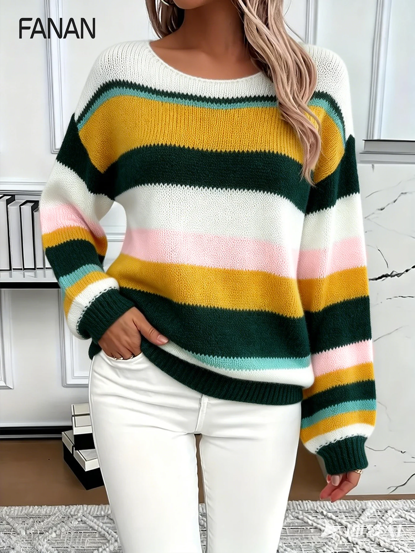 Новый осенне-зимний вязаный пуловер для женщин, в расслабленном стиле, с разноцветным полосатым узором, облегающий пуловер с круглым вырезом, повседневный и элегантный осенне-зимний топ, базовый универсальный стиль для городских поездок, стильная и модная
Новый осенне-зимний вязаный пуловер для женщин, в расслабленном стиле, с разноцветным полосатым узором, облегающий пуловер с круглым вырезом, повседневный и элегантный осенне-зимний топ, базовый универсальный стиль для городских поездок, стильная и модная