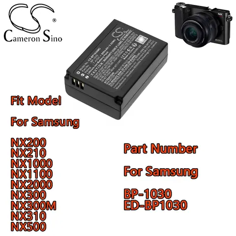 Cameron Sino Li-ion 800mAh Camera Battery for Samsung NX200 NX210 NX1000 NX1100 NX2000 NX300 NX300M NX310 500 BP-1030 ED-BP1030