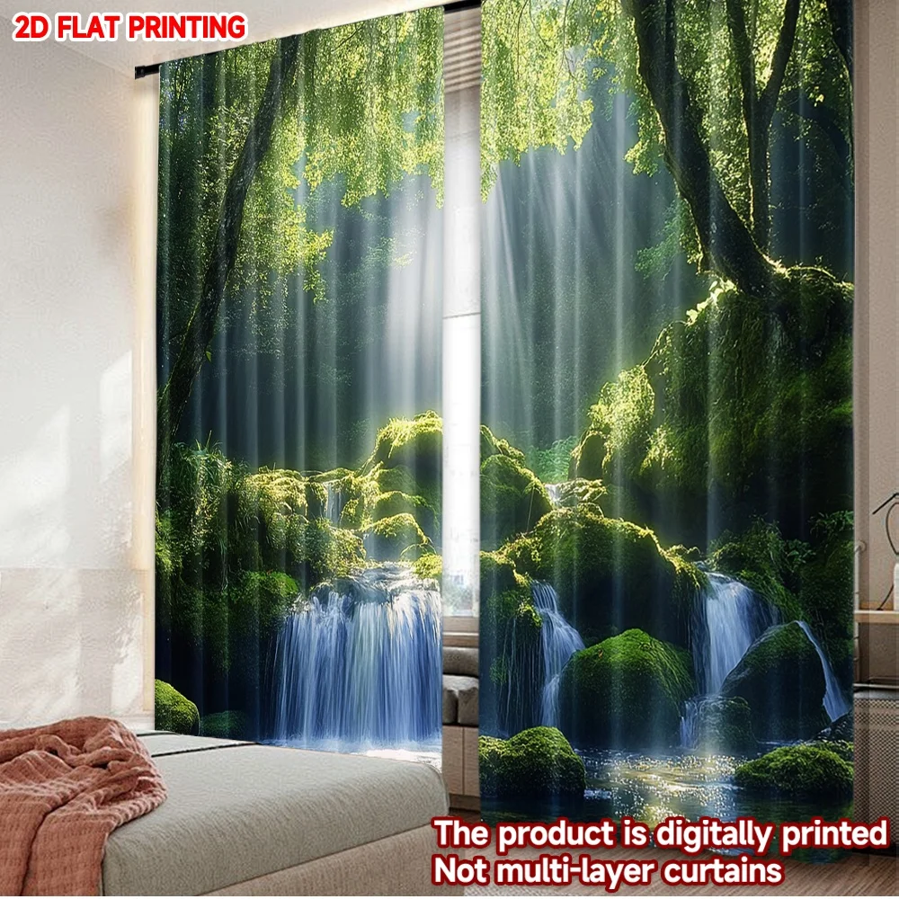 2D flat printing 2pcs Curtain Scene Curtain Sunlit Forest Waterfall Digital Printed Polyester Drapes Birthday Party Perfect for
2D flat printing 2pcs Curtain Scene Curtain Sunlit Forest Waterfall Digital Printed Polyester Drapes Birthday Party Perfect for
