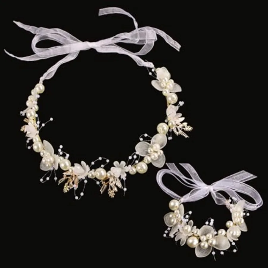 2Pcs Wrist Flower Set Headband Bridal Hair Accessories Weddings for First Communion en
2Pcs Wrist Flower Set Headband Bridal Hair Accessories Weddings for First Communion en