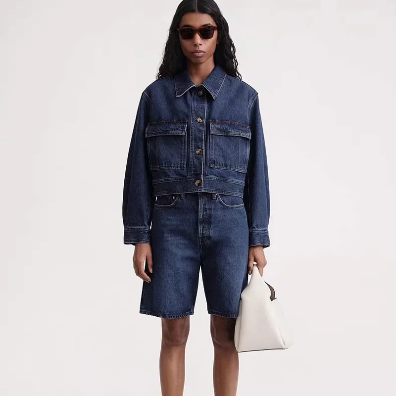 TT @ LUXURY-Long-Sleeved Denim Coat for Women, Dark Blue, Decorative Versatile Female Jacket, Single-Breasted Jacket
TT @ LUXURY-Long-Sleeved Denim Coat for Women, Dark Blue, Decorative Versatile Female Jacket, Single-Breasted Jacket