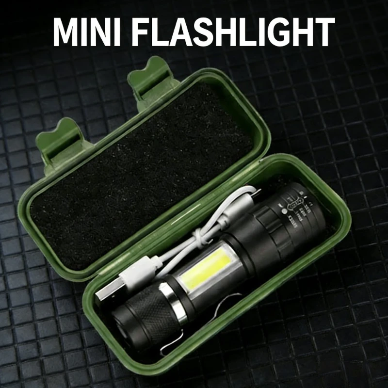 Перезаряжаемый светодиодный мини-фонарик COB+XPE, портативный, со встроенным аккумулятором, с регулируемым фокусом, маленький фонарь, 3 режима, для кемпинга и экстренных ситуаций
Перезаряжаемый светодиодный мини-фонарик COB+XPE, портативный, со встроенным аккумулятором, с регулируемым фокусом, маленький фонарь, 3 режима, для кемпинга и экстренных ситуаций