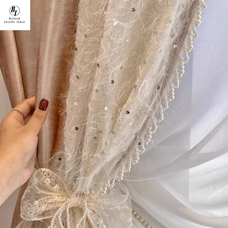 Custom Size!!French Lace Pink Velvet Fine Sparkle Pearl Design Stitching Curtains for Living Dining Room Bedroom Decor Window
Custom Size!!French Lace Pink Velvet Fine Sparkle Pearl Design Stitching Curtains for Living Dining Room Bedroom Decor Window