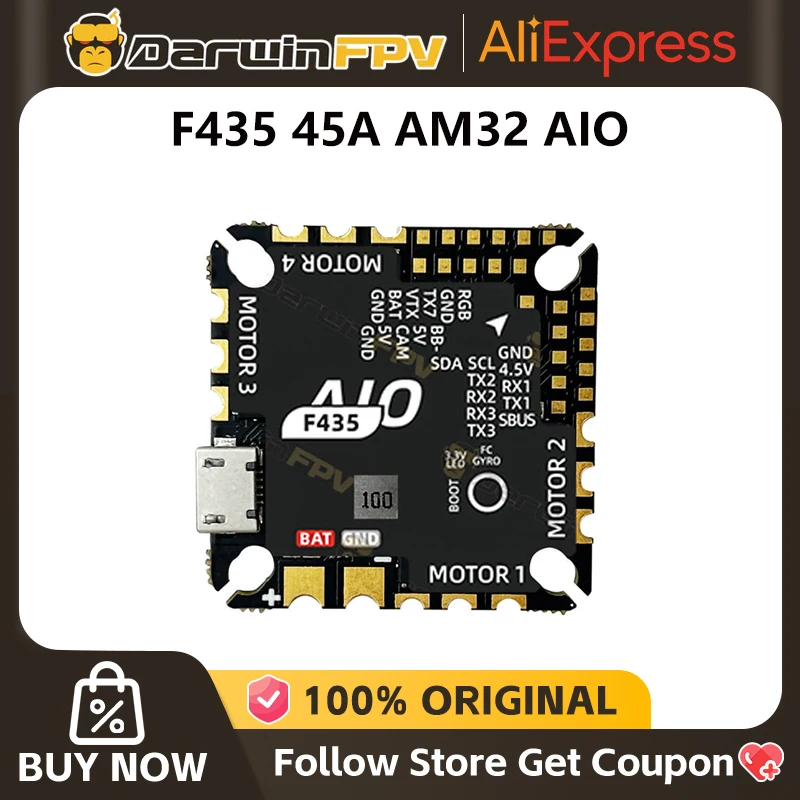 DarwinFPV F435 45A AM32 AIO High-Performance Flight Master
DarwinFPV F435 45A AM32 AIO High-Performance Flight Master