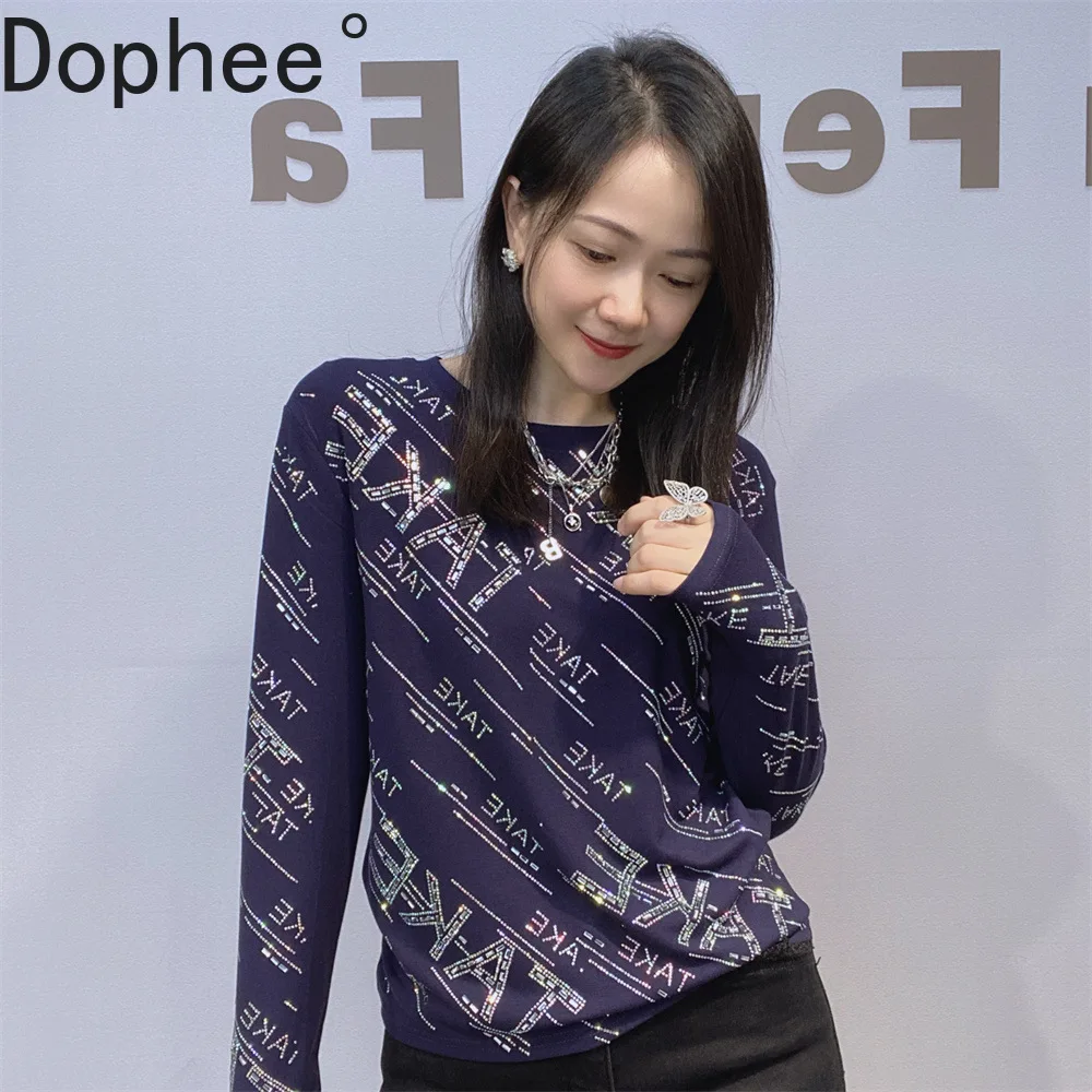Fashion Lady Slimming Basic Top 2025 New Autumn All-match High Stretch Round Neck Pullover Top Letters Diamonds Long Sleeve Tees
Fashion Lady Slimming Basic Top 2025 New Autumn All-match High Stretch Round Neck Pullover Top Letters Diamonds Long Sleeve Tees