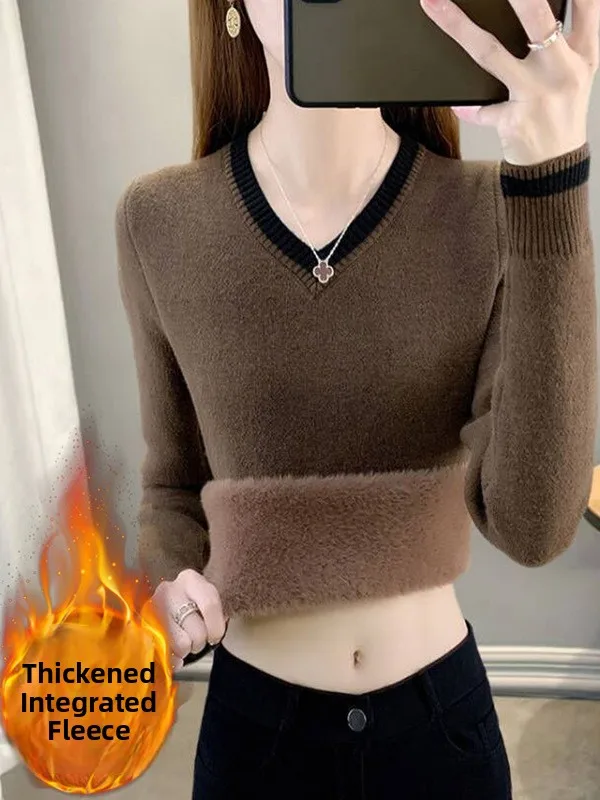 Women's Thiened Fce Lined V-ne Knitwear Slim Fit Base irt Inner Wear Warmth Enhancement Regular Sve Length Pure C...
Women's Thiened Fce Lined V-ne Knitwear Slim Fit Base irt Inner Wear Warmth Enhancement Regular Sve Length Pure C...
