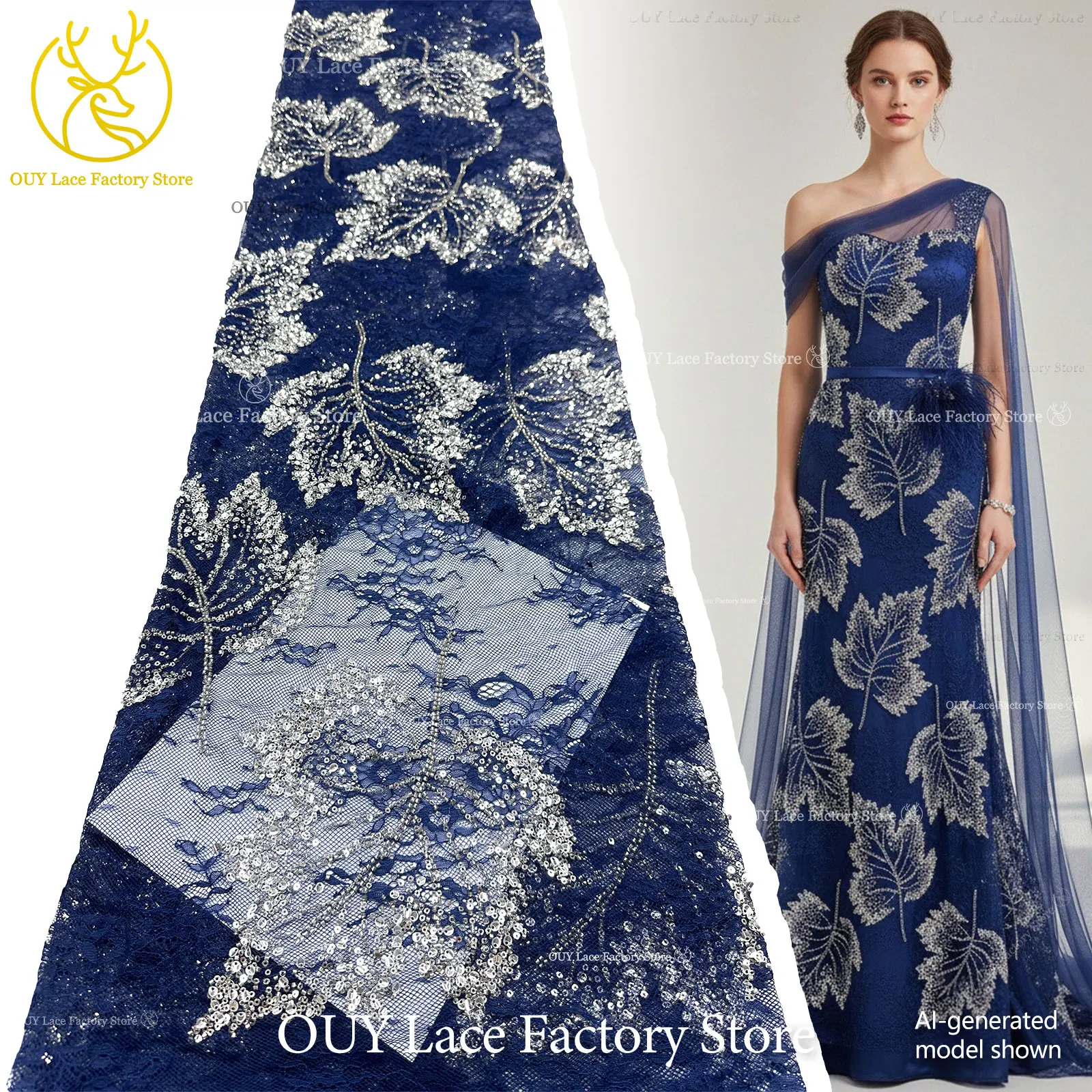 Luxury African Lace Fabric 2026 High Quality Austrian Leaf Pattern Embroidery Sequins Beaded Lace Fabric For Dress Wedding 5Y
Luxury African Lace Fabric 2026 High Quality Austrian Leaf Pattern Embroidery Sequins Beaded Lace Fabric For Dress Wedding 5Y