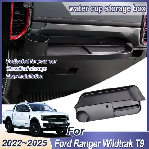 For Ford Ranger Wildtrak T9 2022 2023 2024 2025 Left Hand Dive Co-pilot Passenger Seat Water Cup Storage Box Car Accessories