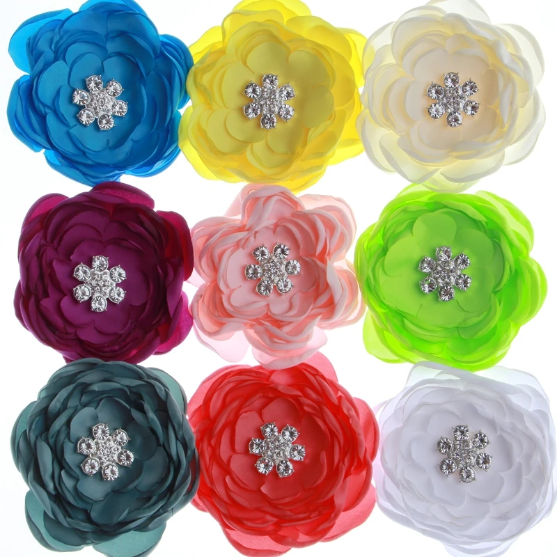 50PCS 9.5CM Skin Burning Fancy Hair Flowers With Rhinestone Embellishment For Headbands Satin Chiffon Flower For Hair Clip
50PCS 9.5CM Skin Burning Fancy Hair Flowers With Rhinestone Embellishment For Headbands Satin Chiffon Flower For Hair Clip