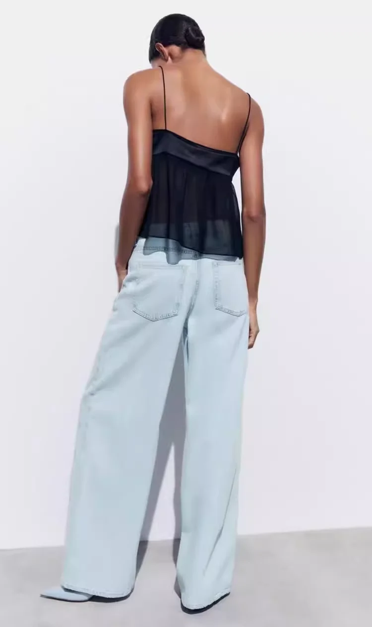 New 2024 Women's oulder-baring Design Knot Strap Vest Semi-transparent ort Top Faionable Summer Svel
New 2024 Women's oulder-baring Design Knot Strap Vest Semi-transparent ort Top Faionable Summer Svel