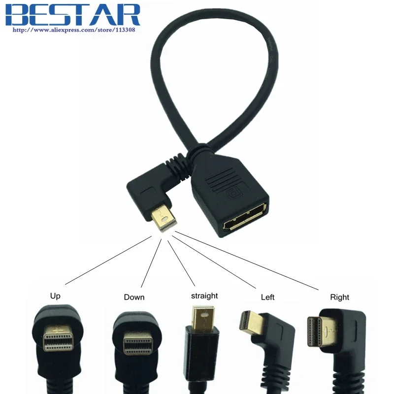Переходник Mini DisplayPort Male 90-градусный вверх, вниз, левый и правый угловой адаптер DisplayPort Female DP Mini DP
Переходник Mini DisplayPort Male 90-градусный вверх, вниз, левый и правый угловой адаптер DisplayPort Female DP Mini DP
