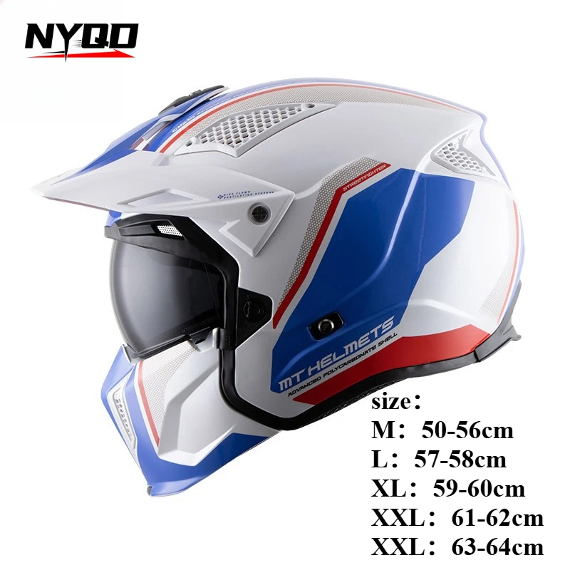New MT Off-road Motorcycle Helmet Riding Full Face Helmet Variable Half Helmets Personality Unisex Retro Helmet
New MT Off-road Motorcycle Helmet Riding Full Face Helmet Variable Half Helmets Personality Unisex Retro Helmet