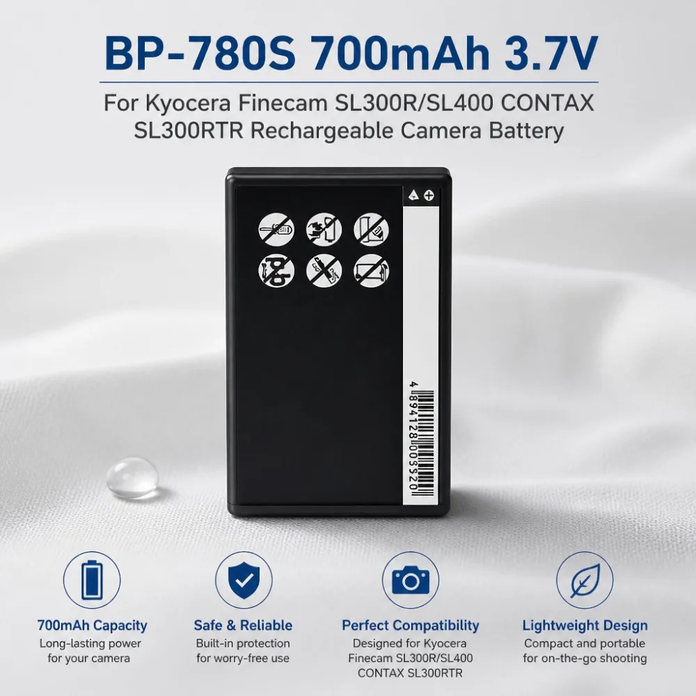 BP-780S Battery 700mAh 3.7V For Kyocera Finecam SL300R SL400 CONTAX SL300RTR Camera High Capacity Replacement Battery
BP-780S Battery 700mAh 3.7V For Kyocera Finecam SL300R SL400 CONTAX SL300RTR Camera High Capacity Replacement Battery