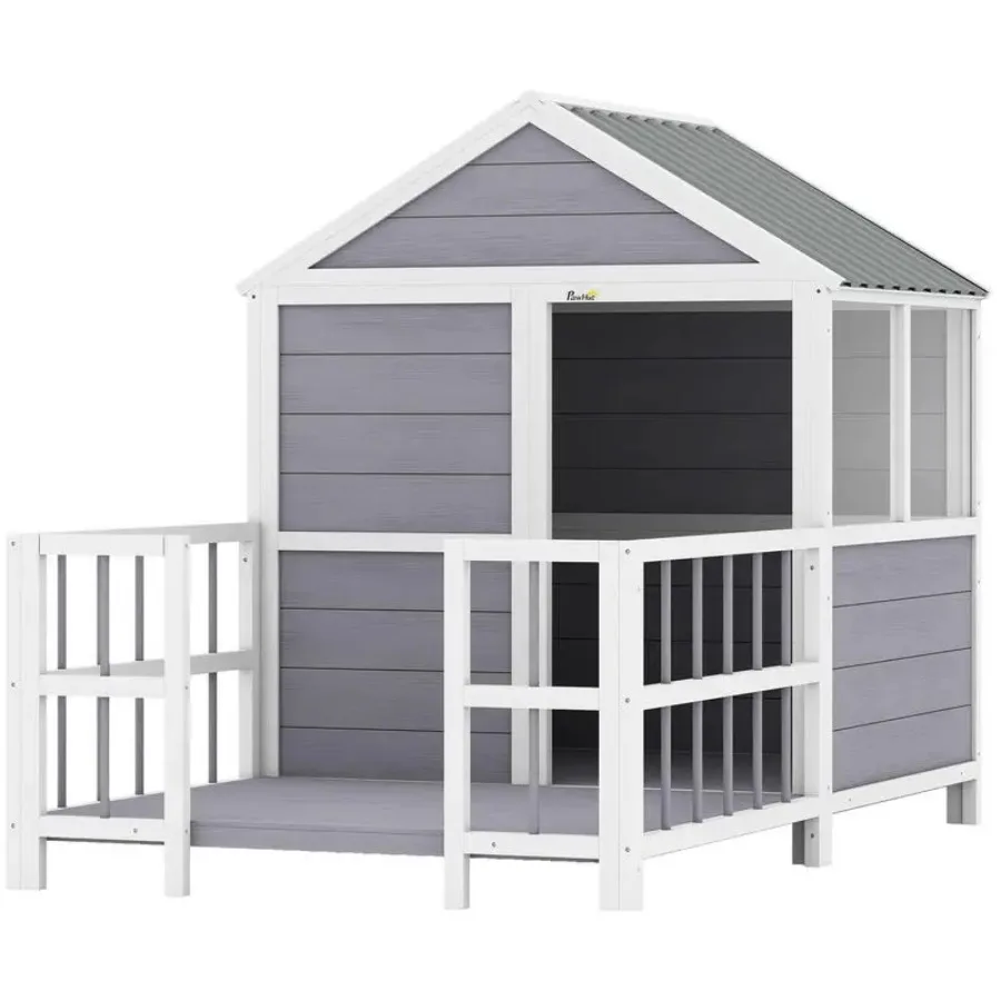 Outdoor Dog House, 61"L Wooden Dog House with Porch, Weatherproof Roof, Elevated Base, Air Vents & Observation Windows
Outdoor Dog House, 61"L Wooden Dog House with Porch, Weatherproof Roof, Elevated Base, Air Vents & Observation Windows