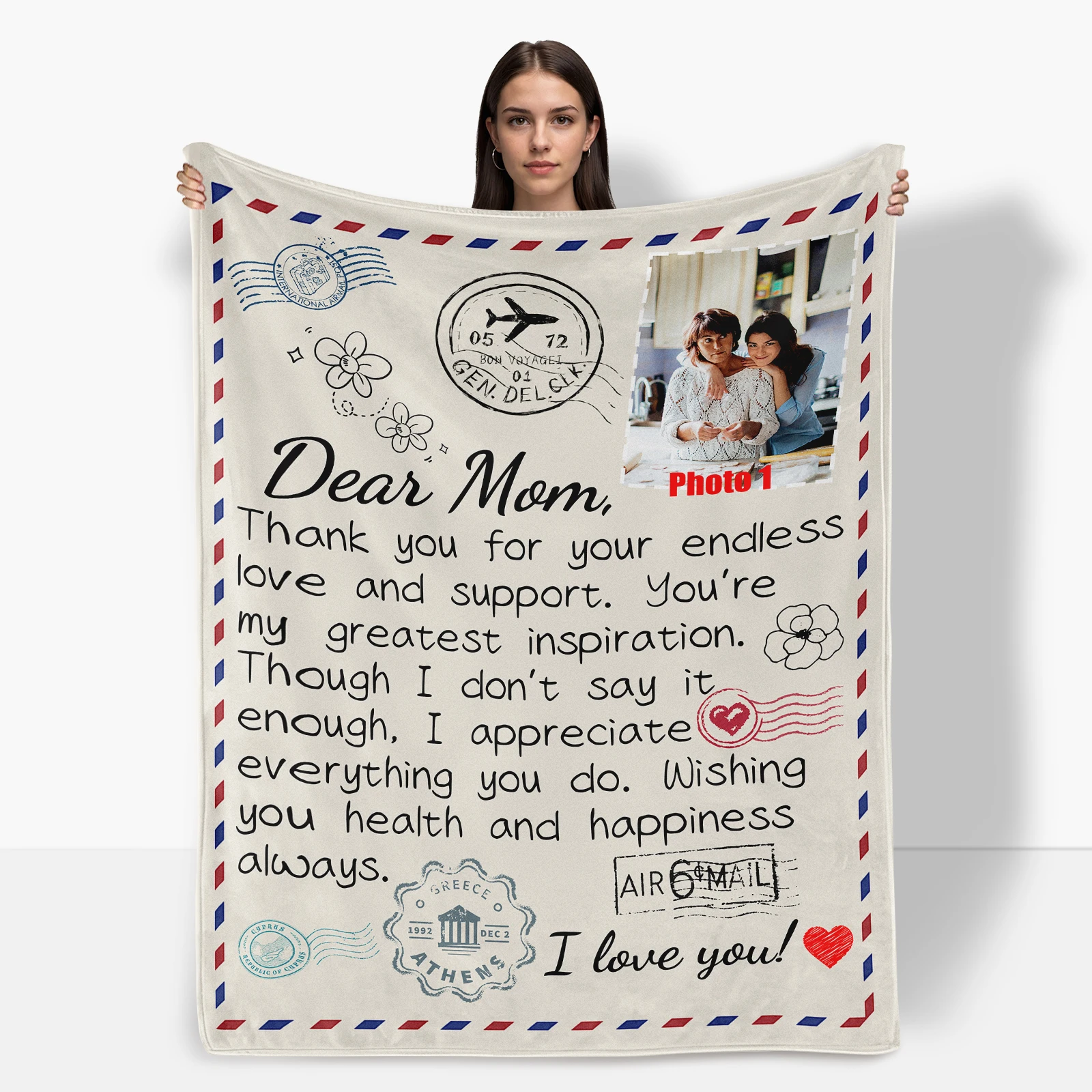 Custom Photo Blanket For Mother Personalized Gift With Envelope And Stamp Unique Design For Special Occasions Warm And Cozy
Custom Photo Blanket For Mother Personalized Gift With Envelope And Stamp Unique Design For Special Occasions Warm And Cozy