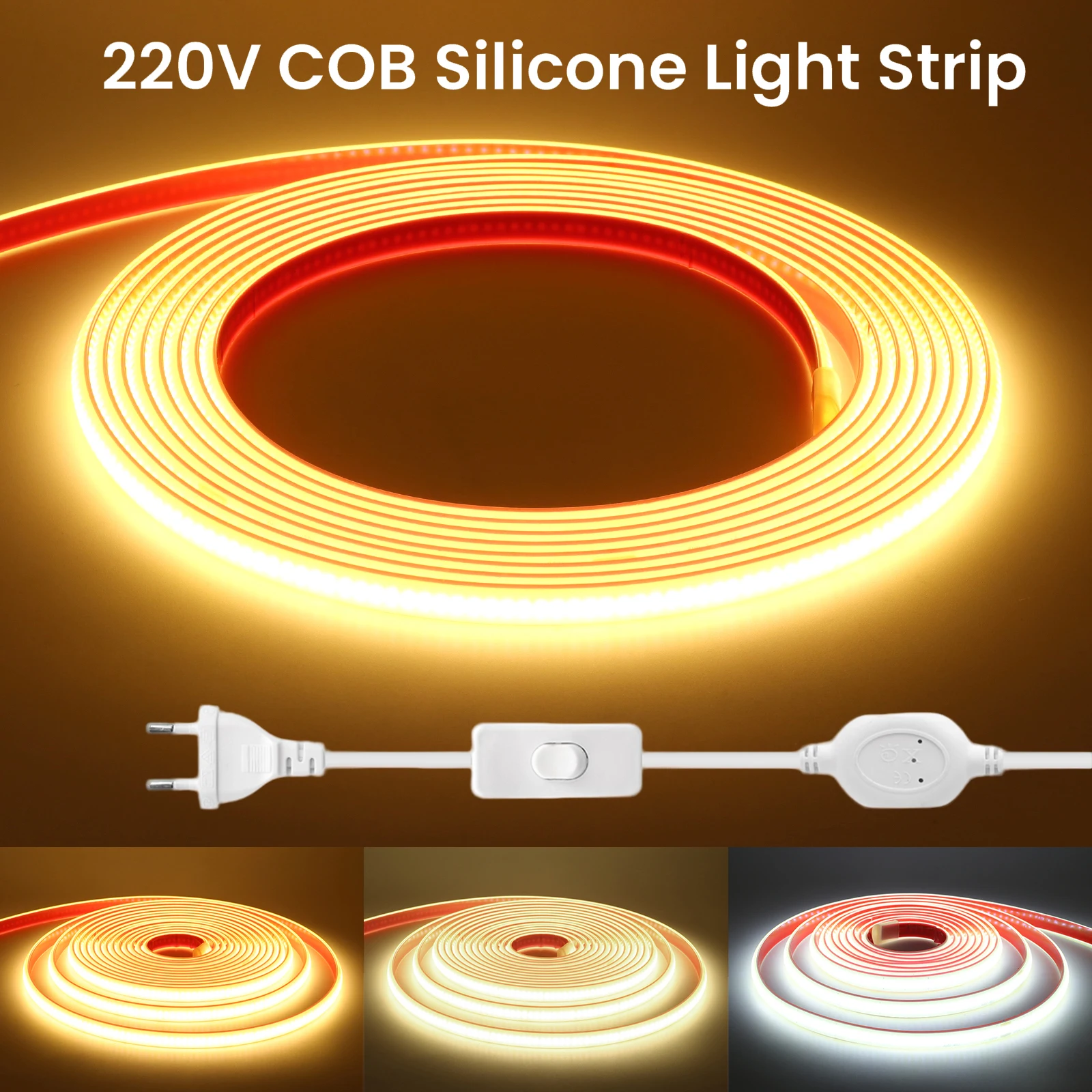 220 В COB светодиодная лента, комплект виключателей, водонепроницаемая 3000K 4000K 6000K 288LED, яркая гибкая лента, уличное украшение для дома
220 В COB светодиодная лента, комплект виключателей, водонепроницаемая 3000K 4000K 6000K 288LED, яркая гибкая лента, уличное украшение для дома