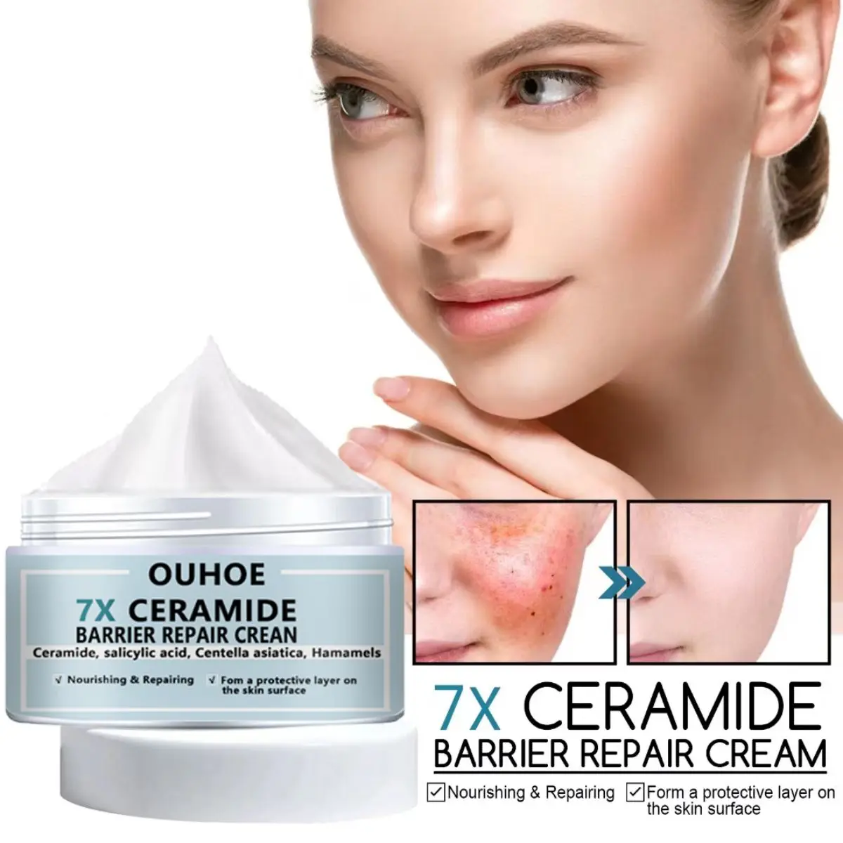 Moisturizing face cream repairs and protects skin, improves skin quality, lubricates and tightens skin
Moisturizing face cream repairs and protects skin, improves skin quality, lubricates and tightens skin