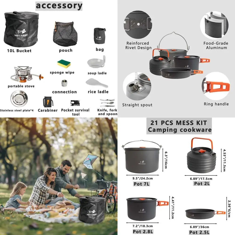 Portable 3500W Stove Kit with 7L Pot, 10L Bucket, and Tableware for Camping and Hiking
Portable 3500W Stove Kit with 7L Pot, 10L Bucket, and Tableware for Camping and Hiking