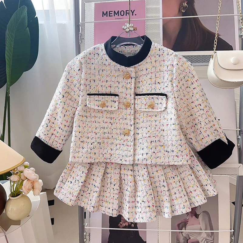 Korean Version Of Girls' Small Fragrance Style For Spring, New Woven Fashion Jacket, Pleated Short Skirt, Baby Two-Piece Set
Korean Version Of Girls' Small Fragrance Style For Spring, New Woven Fashion Jacket, Pleated Short Skirt, Baby Two-Piece Set