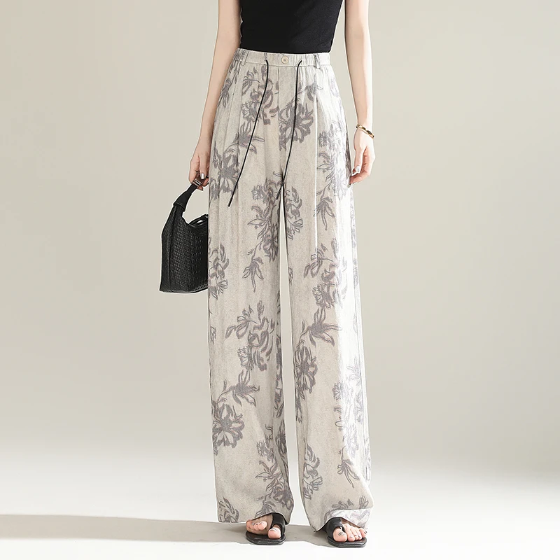 Cotton Linen Wide Leg Pants Women Summer 2025 New Retro Casual Slimming Print Straight Floor-Length Pants Long Trousers
Cotton Linen Wide Leg Pants Women Summer 2025 New Retro Casual Slimming Print Straight Floor-Length Pants Long Trousers
