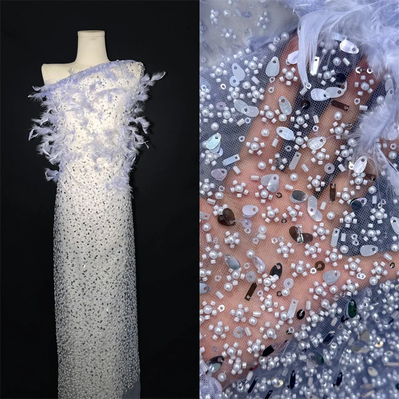New Three-dimensional Feathers Beads Crystal Embroidery Wedding Dress Performance Dress Lace Fabric
New Three-dimensional Feathers Beads Crystal Embroidery Wedding Dress Performance Dress Lace Fabric