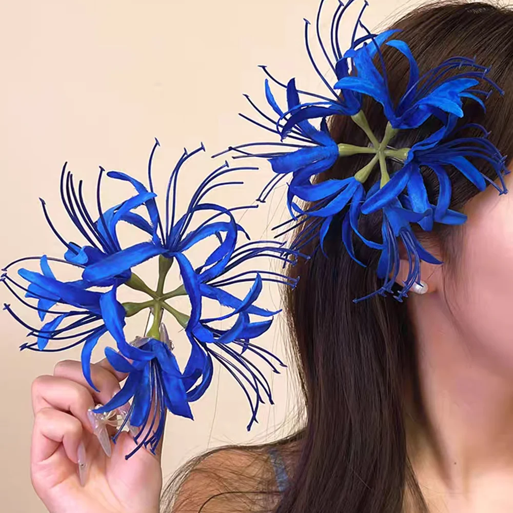 Beach Holiday Bangs Side Clip Lycorisradiata Flower Hair Clip Bohemian Style Blue Simulation Flower Hairpin Hair Accessories
Beach Holiday Bangs Side Clip Lycorisradiata Flower Hair Clip Bohemian Style Blue Simulation Flower Hairpin Hair Accessories