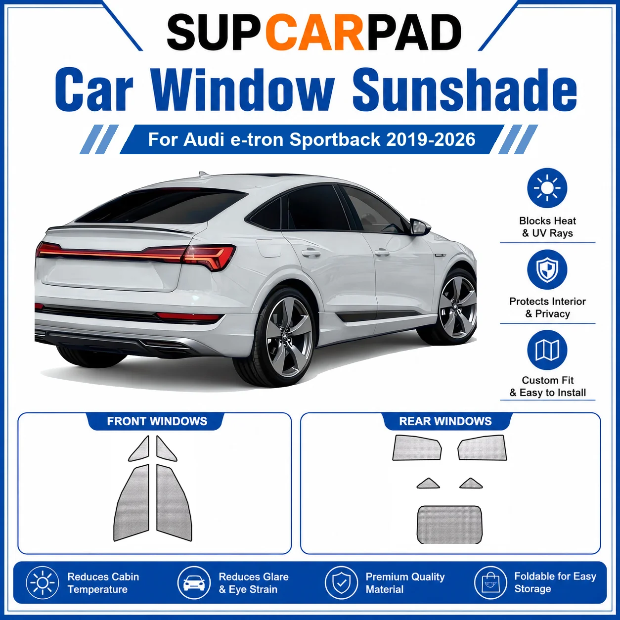 For Audi - Audi e-tron Sportback 2019-2026 Full Set Car Window Sunshades UV Block Privacy Heat Insulated Foldable Car Curtain
For Audi - Audi e-tron Sportback 2019-2026 Full Set Car Window Sunshades UV Block Privacy Heat Insulated Foldable Car Curtain