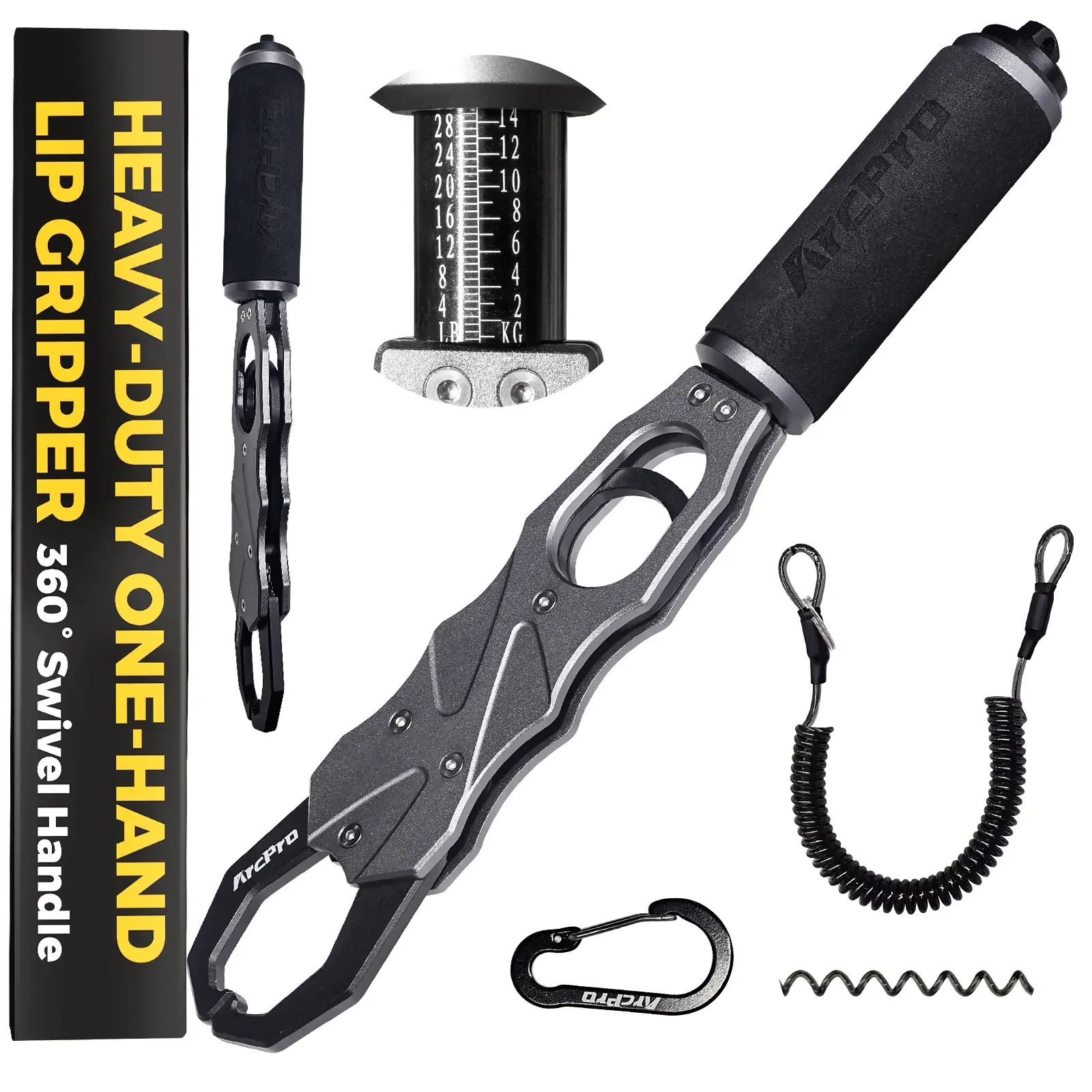 Fish Gripper with Scale, Aircraft-Grade Aluminum Alloy Fish Lip Gripper 2-in-1 , 40lb Heavy-Duty & Non-Slip 360° EVA Swivel Handle, Corrosion-Resistant Fish Holder, Fresh/Saltwater
Fish Gripper with Scale, Aircraft-Grade Aluminum Alloy Fish Lip Gripper 2-in-1 , 40lb Heavy-Duty & Non-Slip 360° EVA Swivel Handle, Corrosion-Resistant Fish Holder, Fresh/Saltwater