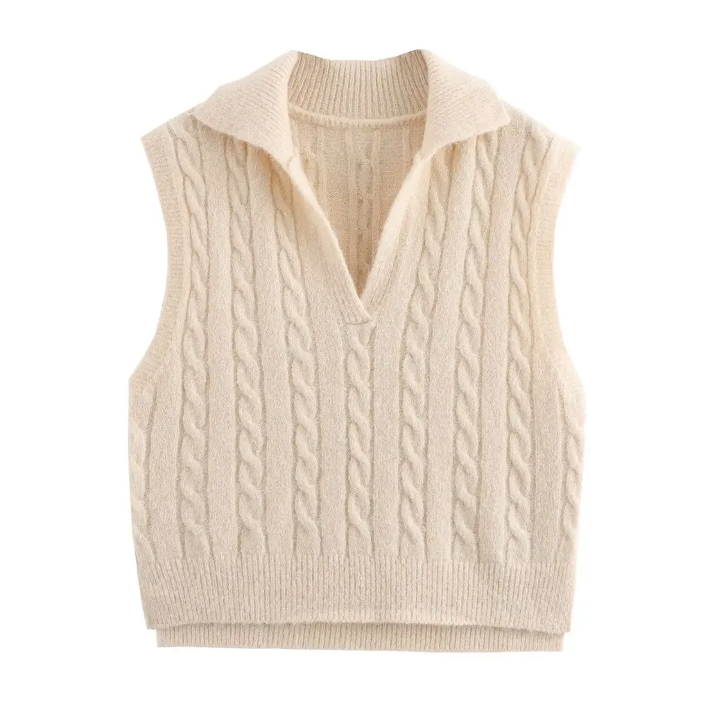 Women's Polo Lapel Twist Knitted Vest Sweater Wholesale Spring Autumn New Old Money Style Clothing
Women's Polo Lapel Twist Knitted Vest Sweater Wholesale Spring Autumn New Old Money Style Clothing