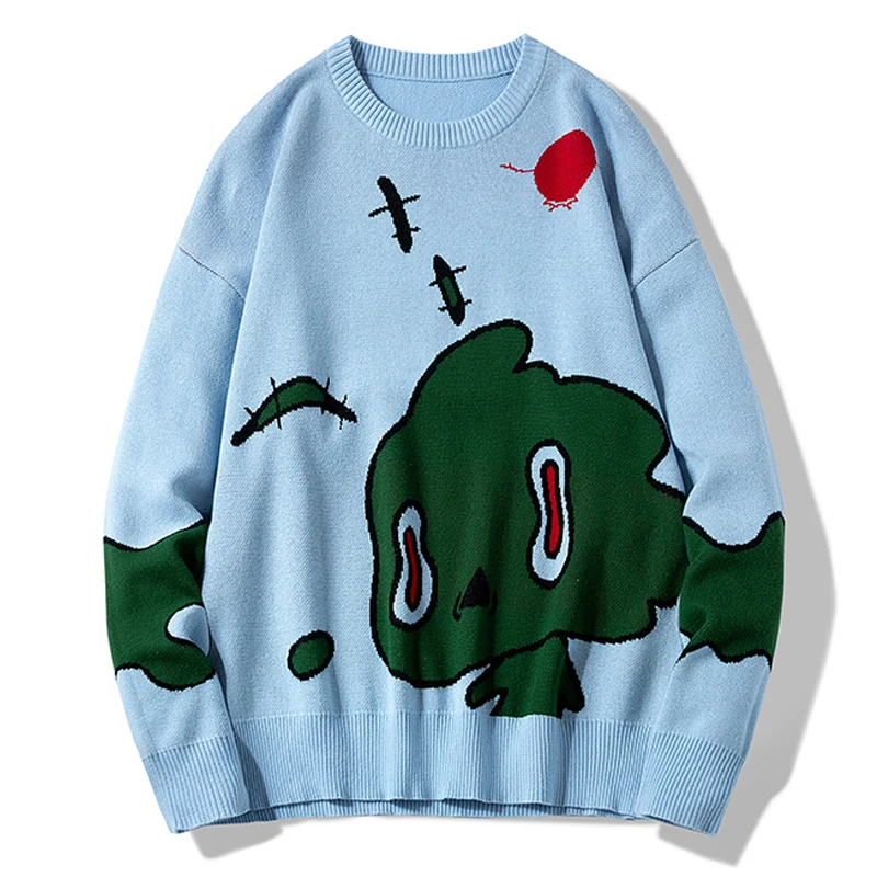 Green Monster Knitted Sweater Oversized Pullover Streetwear Blue Knitted Sweaters Male Oversized Pullover Spring Autumn
Green Monster Knitted Sweater Oversized Pullover Streetwear Blue Knitted Sweaters Male Oversized Pullover Spring Autumn