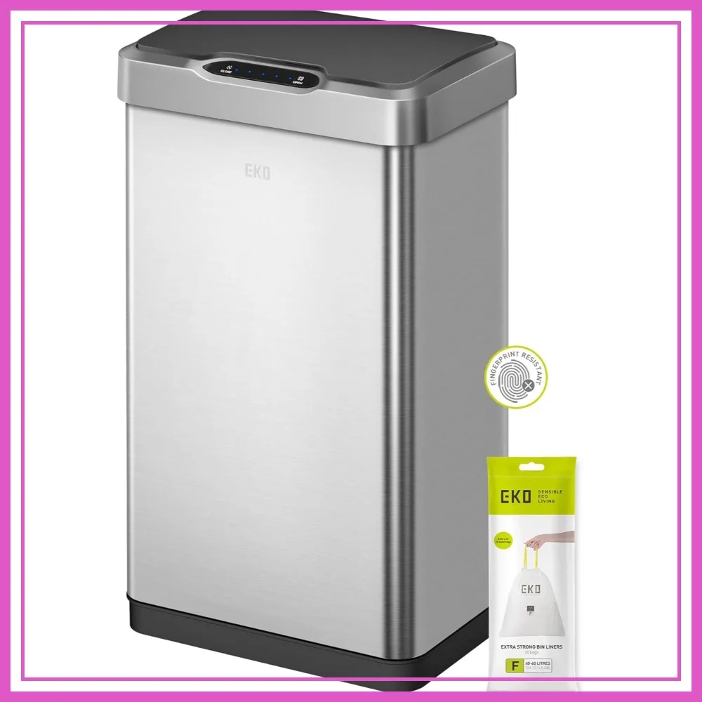 50 Liter Touchless Motion Sensor Trash Can, Rectangular Stainless Steel, 13.2 Gallon Automatic
50 Liter Touchless Motion Sensor Trash Can, Rectangular Stainless Steel, 13.2 Gallon Automatic