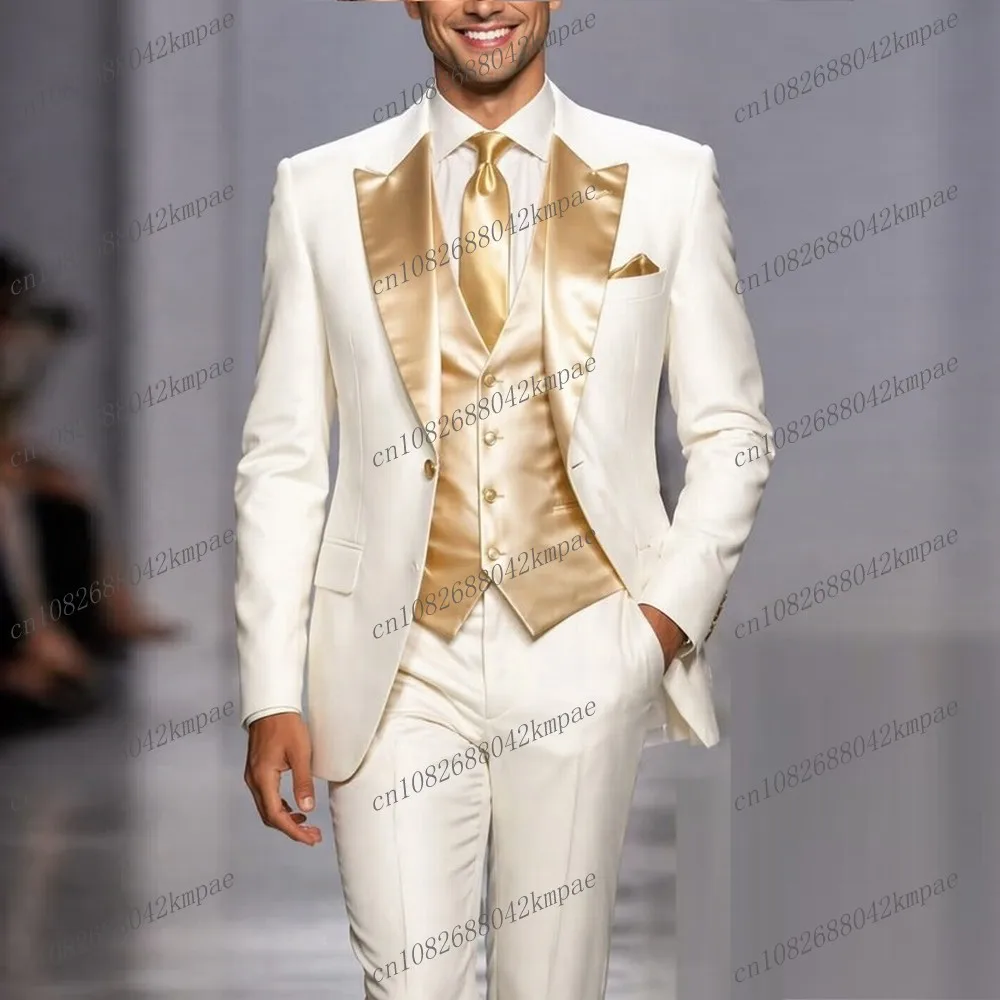 White And Champagne Men Suit Formal Groom Groomsman Wedding Party Prom Business Male Tuxedos 3 Piece Set Blazer Vest Pants
White And Champagne Men Suit Formal Groom Groomsman Wedding Party Prom Business Male Tuxedos 3 Piece Set Blazer Vest Pants