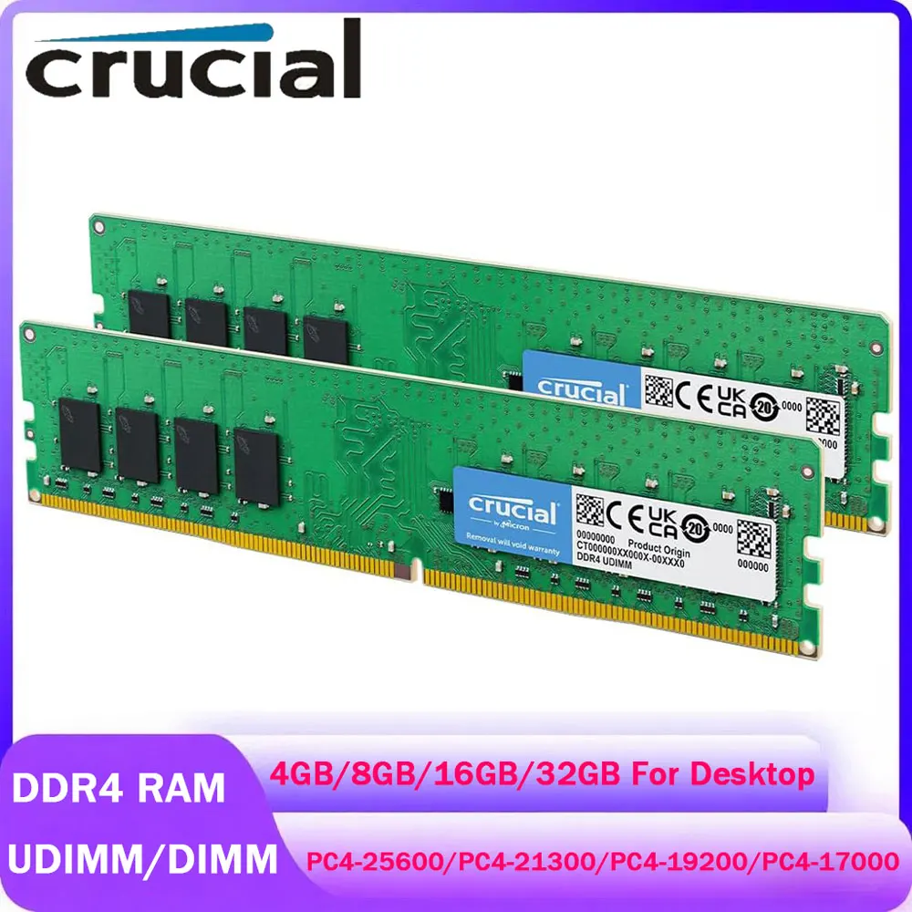 Crucial RAM DIMM 4GB 8GB 16GB 32GB Memoria Desktop DDR4 2666 2133 2400 3200MHz PC4-25600 21300 19200 1700 288Pins 1.2V Memory
Crucial RAM DIMM 4GB 8GB 16GB 32GB Memoria Desktop DDR4 2666 2133 2400 3200MHz PC4-25600 21300 19200 1700 288Pins 1.2V Memory