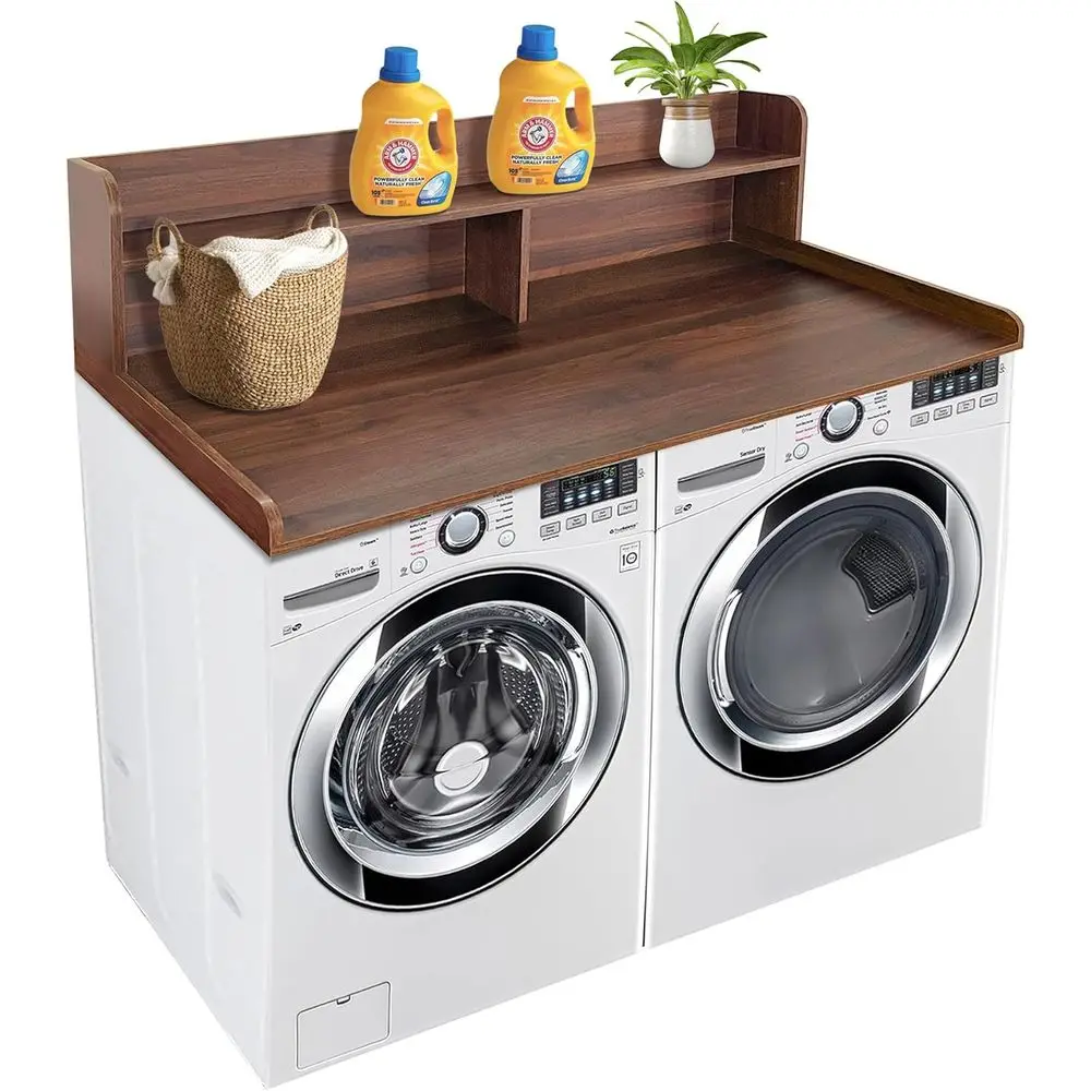 2-Tier Wooden Laundry Countertop with Storage, 11.5 Shelves, Walnut Finish
2-Tier Wooden Laundry Countertop with Storage, 11.5 Shelves, Walnut Finish