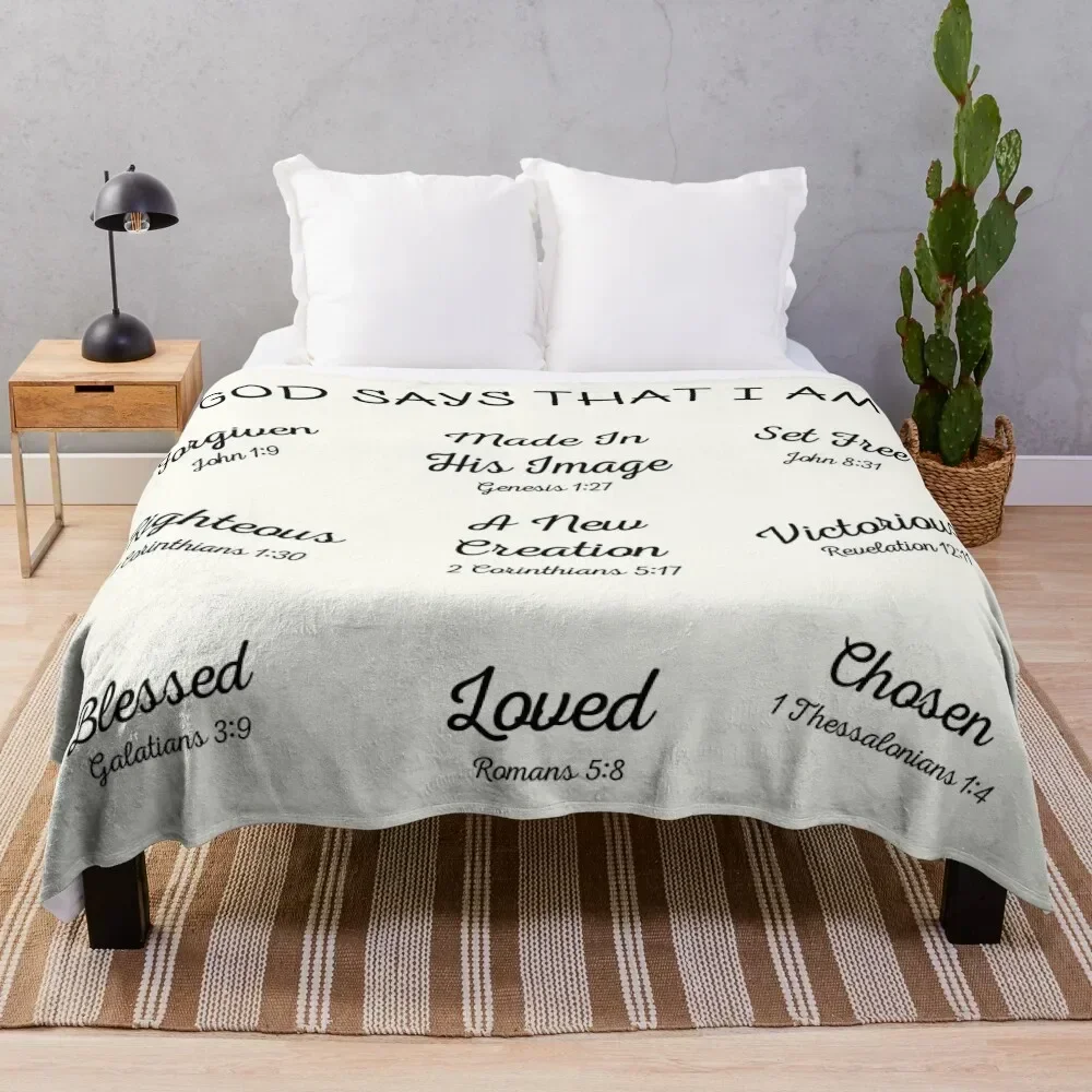 God Says That I Am Christian Bible Verses Throw Blanket Outdoor Soft Blanket for Picnic Beach Camping
God Says That I Am Christian Bible Verses Throw Blanket Outdoor Soft Blanket for Picnic Beach Camping