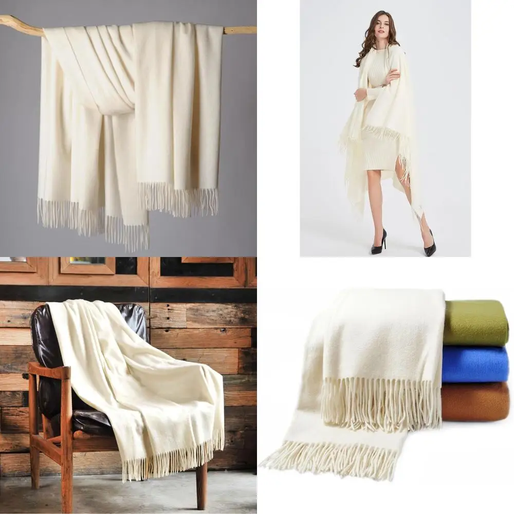 Luxurious Soft Ivory Cashmere Throw Blanket with Fringe
Luxurious Soft Ivory Cashmere Throw Blanket with Fringe