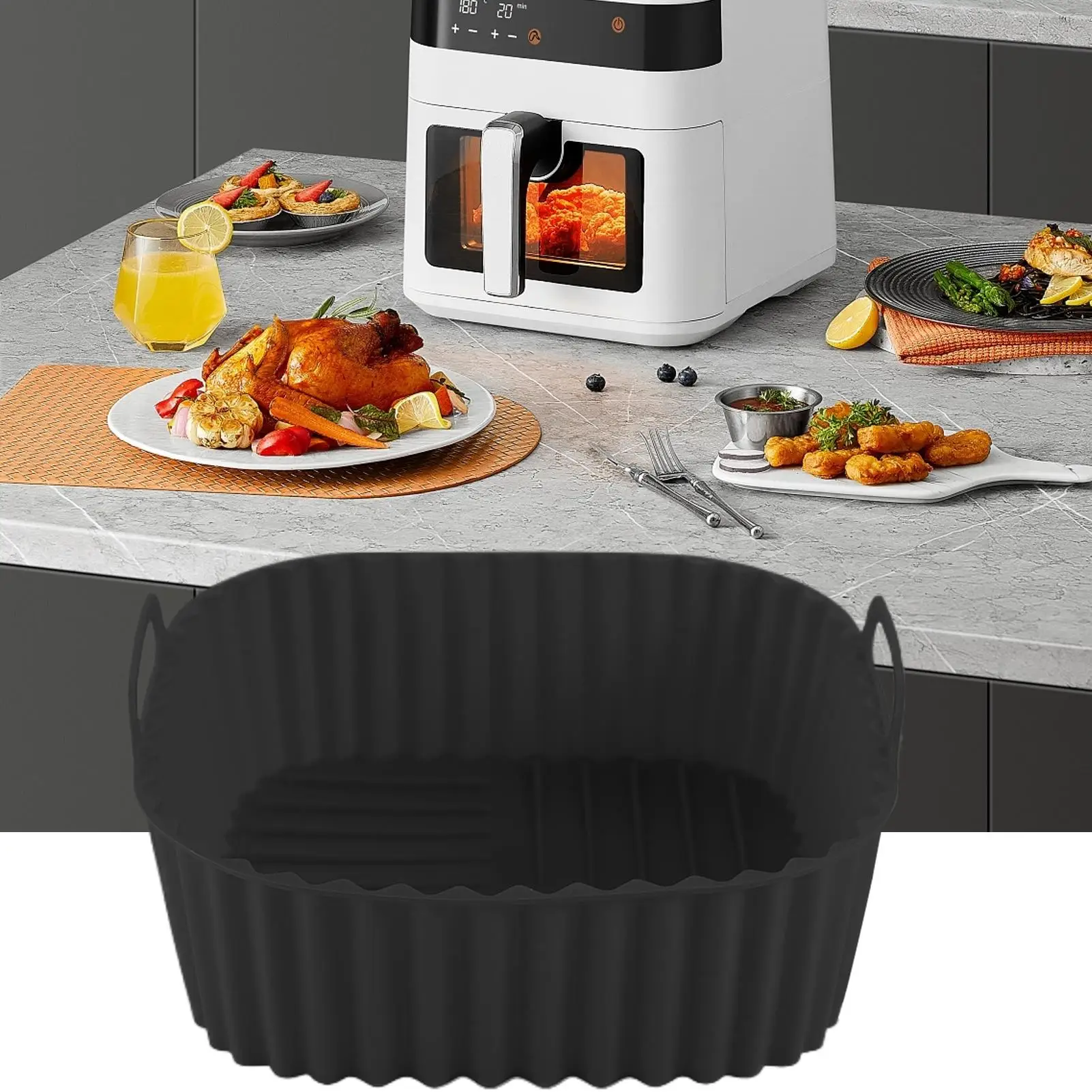 Reusable Air Fryer Liners Square Air Fryer Basket Kitchen Cookware Non-stick Baking Tray for Cooking Roasting Grilling Pizza
Reusable Air Fryer Liners Square Air Fryer Basket Kitchen Cookware Non-stick Baking Tray for Cooking Roasting Grilling Pizza