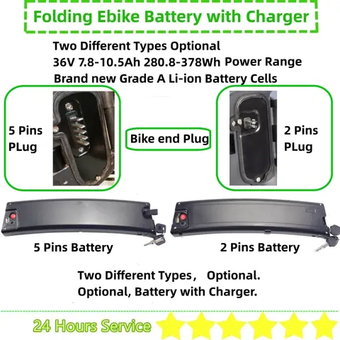 Smart 1S Plus Folding E-bike Battery Reention Rapier Bending 36V 7.8Ah 8.7Ah 10Ah 10.2Ah 10.5ah for Go Pro Apollo Smart 1S Plus
