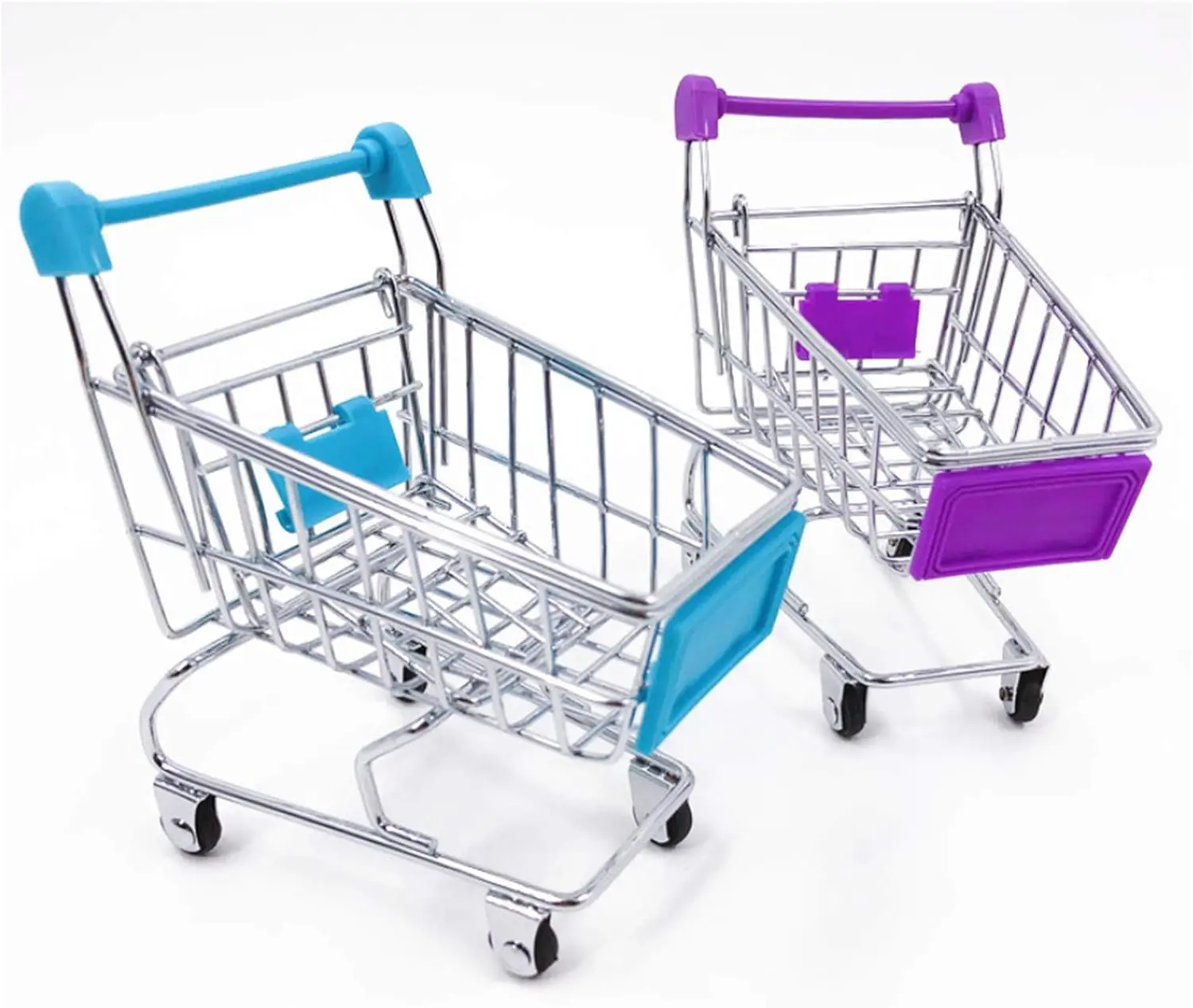 2 Pcs Mini Shopping Cart Small Supermarket Cart Metal Utility Handcart Trolley, Blue and Purple
2 Pcs Mini Shopping Cart Small Supermarket Cart Metal Utility Handcart Trolley, Blue and Purple