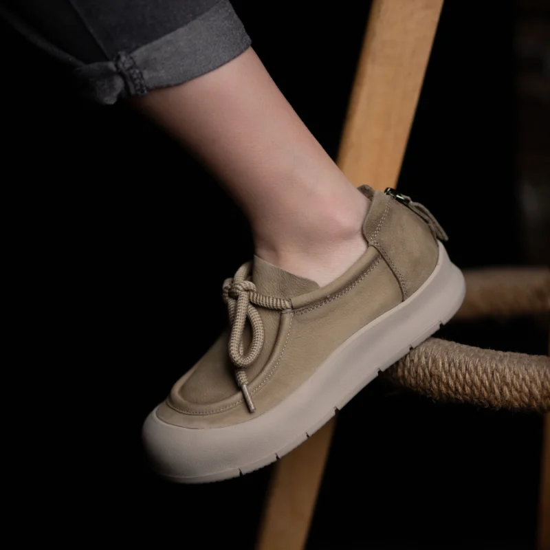 Leather Soft-soled Casual Shoes Women's New Breathable Non-slip Thick-soled Single Retro Rear Zipper Sneaker Lace-up
Leather Soft-soled Casual Shoes Women's New Breathable Non-slip Thick-soled Single Retro Rear Zipper Sneaker Lace-up