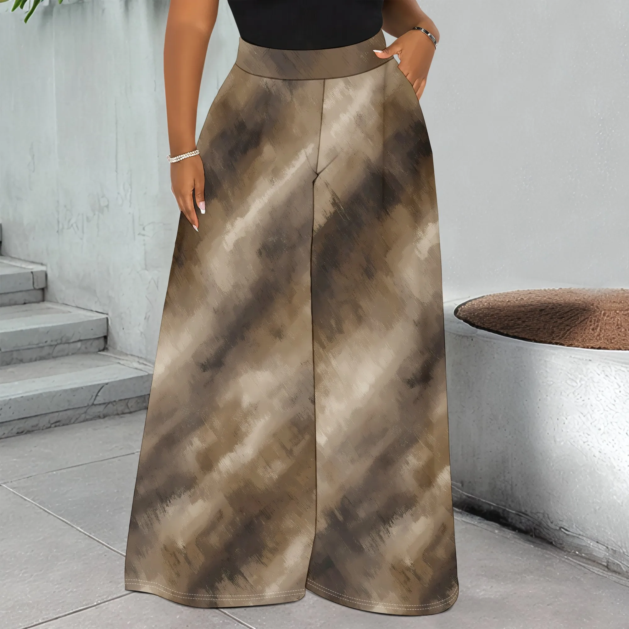 Abstract Art Print Wide Leg Pants, Earthy Tones Casual Trousers, High Waist Palazzo Pants for Women, Pockets S-3XL
Abstract Art Print Wide Leg Pants, Earthy Tones Casual Trousers, High Waist Palazzo Pants for Women, Pockets S-3XL