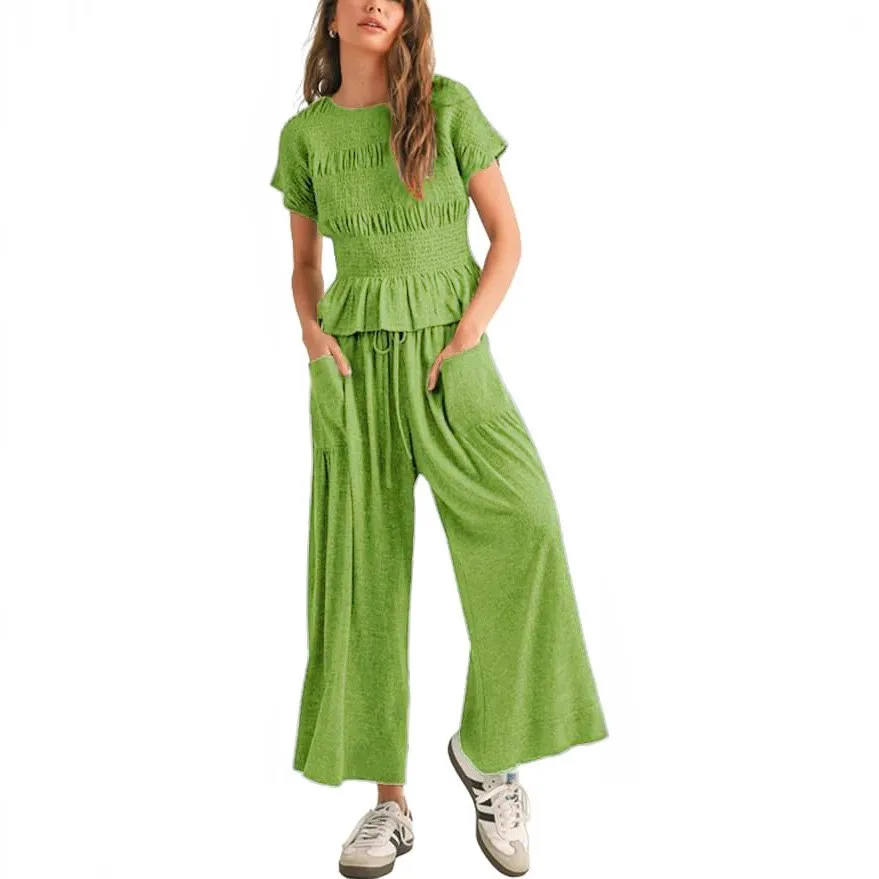 2 Pieces Set For Woman Cotton Patchwork Pants Wide Leg Trousers High Waist Drawstring Waist Harem Pants Blue Green Casual Pants
2 Pieces Set For Woman Cotton Patchwork Pants Wide Leg Trousers High Waist Drawstring Waist Harem Pants Blue Green Casual Pants