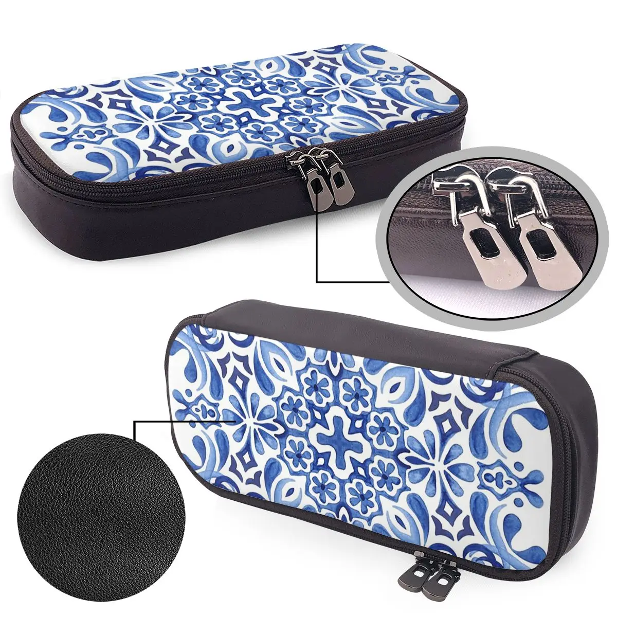 Mediterranean Mosaic Tiles Azulej Leather Pencil Case for Studen Gifts Pen Box Pencil Bag Stationery Supplies Pen Holder Bag
Mediterranean Mosaic Tiles Azulej Leather Pencil Case for Studen Gifts Pen Box Pencil Bag Stationery Supplies Pen Holder Bag