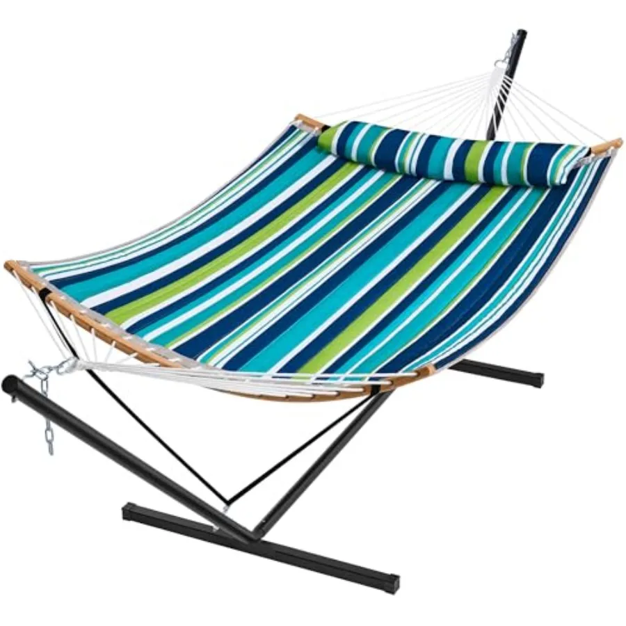 Hammock with Stand, 2 Person Heavy Duty Hammock with Padded Cotton, Detachable Pillow and Strong Curved-Bar and Portable Carryi
Hammock with Stand, 2 Person Heavy Duty Hammock with Padded Cotton, Detachable Pillow and Strong Curved-Bar and Portable Carryi
