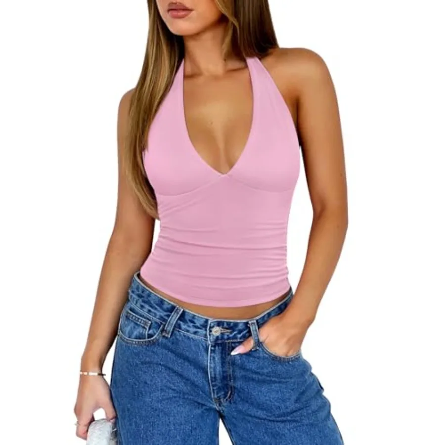 REORIA Womens Halter Tank Tops Double Lined Basic Cami Shirts Sexy Backl Y2K Trendy Going Out Tops
REORIA Womens Halter Tank Tops Double Lined Basic Cami Shirts Sexy Backl Y2K Trendy Going Out Tops