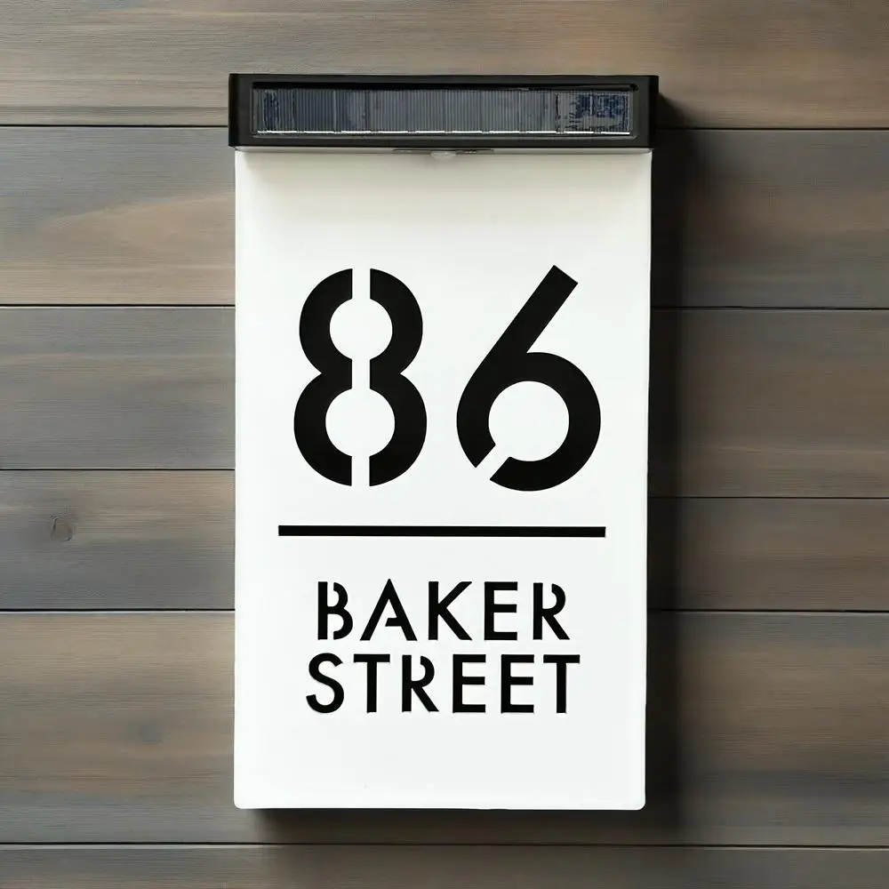 Customized Solar House Number Sign LED Outdoor Door Plate Acrylic Personalized Laser Cut Exterior Family Address Sign
Customized Solar House Number Sign LED Outdoor Door Plate Acrylic Personalized Laser Cut Exterior Family Address Sign