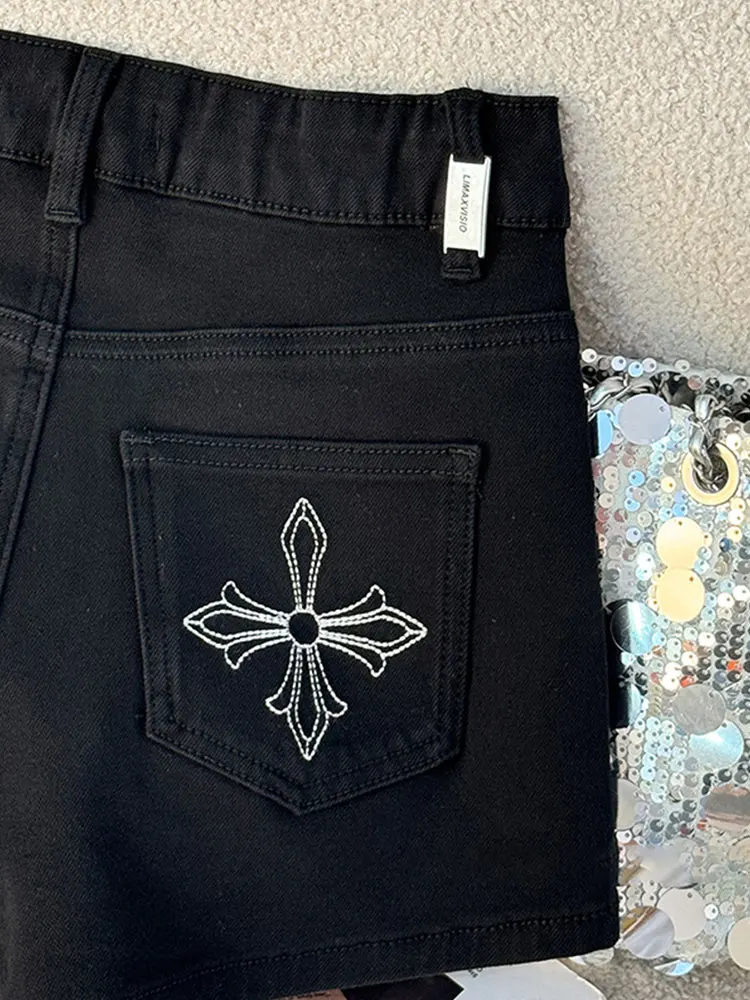 Black Versatile High Waist Slim Fit Summer Thin Denim Shorts Women's Cross Stitch Design A-Line Hot Pants Casual Straight Leg...
Black Versatile High Waist Slim Fit Summer Thin Denim Shorts Women's Cross Stitch Design A-Line Hot Pants Casual Straight Leg...