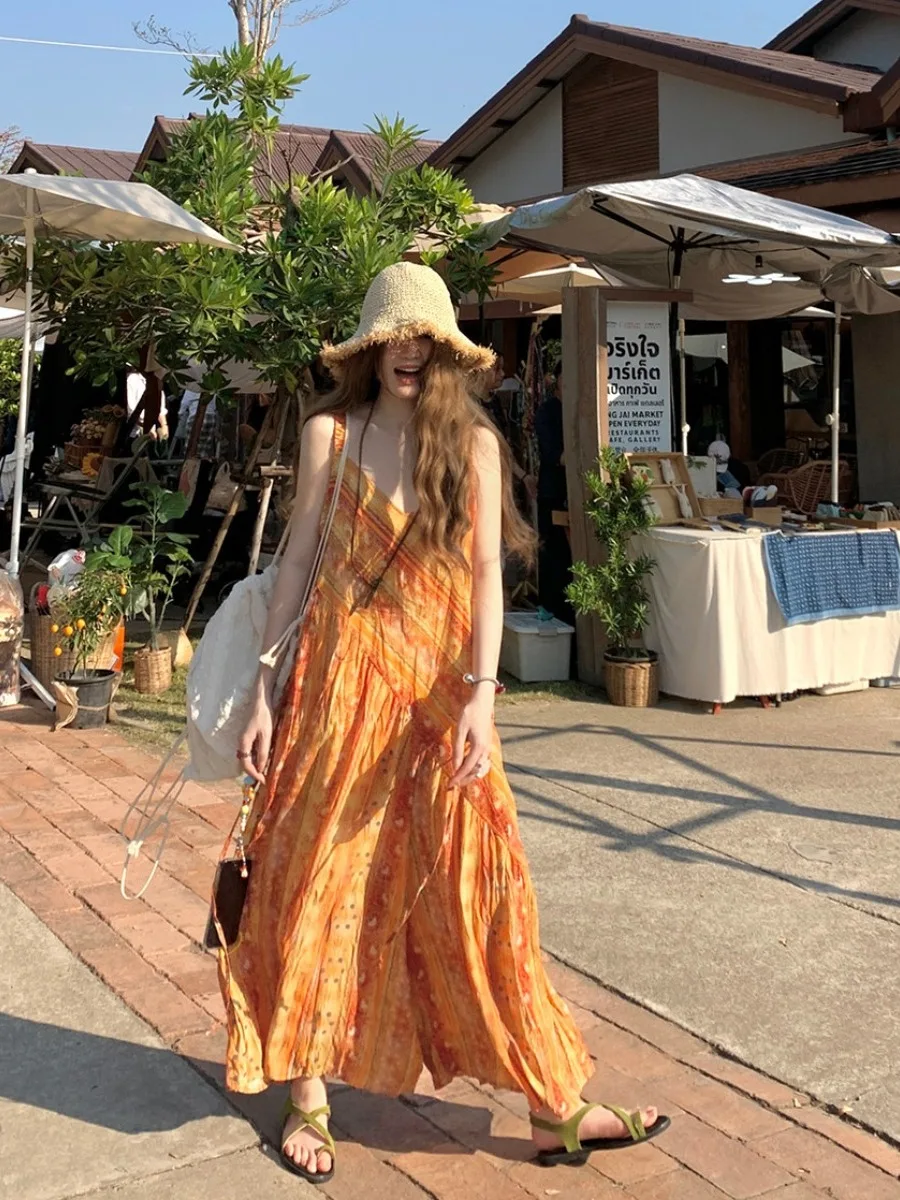 Sweet Striped Maxi Dress Summer New Loose Slimming Design Irregular Long Skirt Women plus Size Casual V-neck Sleeveless Dress
Sweet Striped Maxi Dress Summer New Loose Slimming Design Irregular Long Skirt Women plus Size Casual V-neck Sleeveless Dress